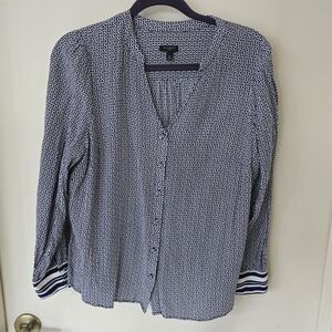 Talbots Women's Black and White Patterned Top